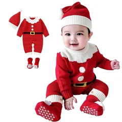 【新品】 [giminuo] サンタ クリスマス衣装 子供 ベビー キッズ コスプレ コスチューム ニット 男の子 女の子 仮装 ロンパース カバーオール 着ぐるみ 人気 赤ちゃん服 新生児 聖夜 撮影 写真 出産祝い プレゼント ギフト (90cm, レ 0