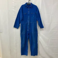 A1755 ユーロ古着 4 フレンチワーク  コットン ワーク ツナギ オーバーオール ブルー メンズ