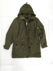 used ミリタリー モッズコート 中綿入り フード付き アウター カーキ メンズ 40