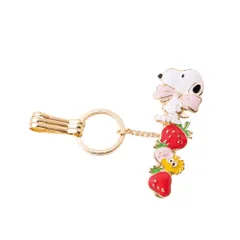 [スリーカラット] PEANUTS バッグキークリップ いちごまみれ SNOOPY スヌーピー キークリップ キーホルダー バッグチャーム 