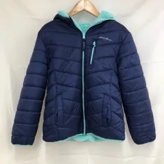A1576 エディーバウアー J アメリカ古着 ポリエステル 中綿 フード付き ジャケット ネイビー Eddie Bauer レディース