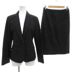 エレーナ ELENA セットアップ スーツ ジャケット スカート 9AR 背抜き シングル ひざ丈 黒 ブラック /AE