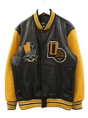 ザラ ZARA レザー スタジャン ボンバージャケット ブラック×イエロー系 M