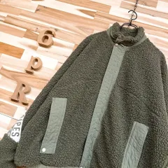 美品【アディダス】ビッグシルエット ボア フリース ブルゾン男女兼用 L カーキ