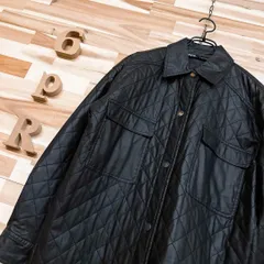 オシャレ【ザラ】ZARA キルティング フェイクレザー ジャケット XS 黒×銀