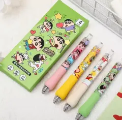 クレヨンしんちゃん プーさん プッシュ ボタン ゲル ボールペン 文具 ボールペン セット 4p