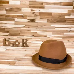 【カシラ】ブラック リボン ウール フェルト 中折れ ハット L 茶 キャメル