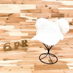 【ディズニー】ふわふわ ファー 耳付き キャップ ミッキー 刺繍ロゴ 白ホワイト