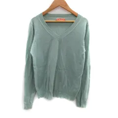 カスタネ Kastane ニット カットソー 長袖 Vネック F グリーン 緑 /SM17 ■MO