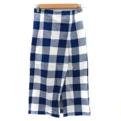 ロペピクニック ROPE Picnic タイトスカート ロング丈 スリット ギンガムチェック柄 36 S 青 ブルー /YK23 ■MO