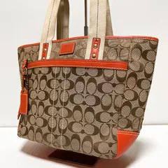 COACH コーチ シグネチャー トートバッグ ショルダーバッグ 肩掛け ブラウン オレンジ B361