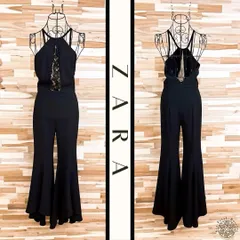 希少【ザラ】レース キャミ オールインワン マーメイド パンツ XS 黒ブラック