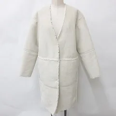 ロペ ROPE コート ノーカラーコート リバーシブル ロング丈 フェイクムートン ボア クリーム 白 ホワイト 38