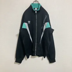 【稀少】80s adidas アディダスオリジナルス　トラックジャケットジャージ　デサント製　黒緑　O