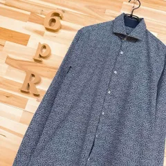 美品【ザラ】花柄 フローラル 長袖シャツ 小花 フラワー コットン M 紺×青