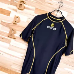 【スキンズ】コンプレッション インナーウェア 半袖Tシャツ スポーツ L 黒×黄