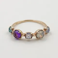 美品 9号 agete アガット K10 マルチストーン リング 指輪 マルチカラー アメジスト トパーズ アイオライト ラブラドライト