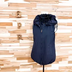 【セオリー】フェザー ブレンド ボリューム フード ダウンベスト S紺ネイビー