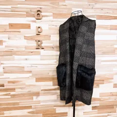 【ザラ】ウール テーラードカラー ロング ベスト チェック柄 M ベージュ×黒