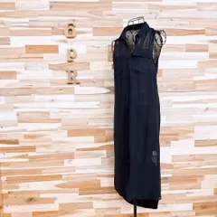 【ザラ】シアー ロング シャツ ベスト 異素材 切り替え レイヤード S 黒