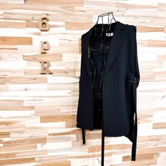 【ザラ】テーラード カラー オープン サイド ベスト ジレ 襟付き M 黒×銀