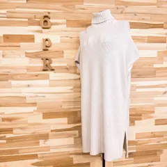 【ザラ】オーバーサイズ タートルネック ロング ニット ベスト Mアイボリー