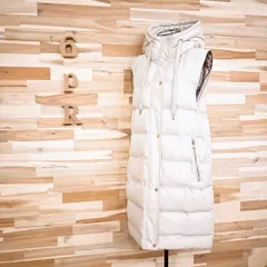 【ザラ】中綿キルティング ロング ベスト コート 防風 防寒 XS ベージュ×金