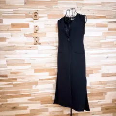 希少/完売品【ザラ】Vネック ロング ジレ ベスト ビジネス S 黒ブラック
