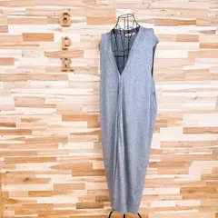 【ザラ】レーヨン ブレンド ロング ベスト 羽織り 重ね着レイヤード L グレー