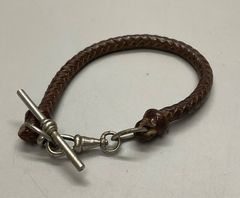 美品 鹿 トナカイ レザー 2連 ブレスレット ダークブラウン 茶 