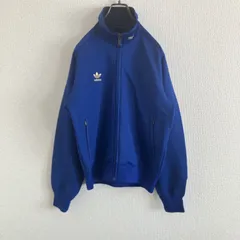 【稀少】90s adidas アディダスオリジナルス　ロゴ刺繍　デサント製　トラックジャケットジャージ　青　S