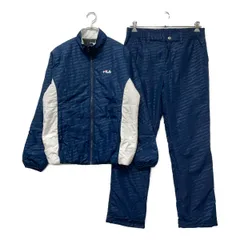 中古 メンズ フィラゴルフ FILA GOLF セットアップ L 紺 ネイビー 中わた 防寒 フルジップジャケット×ロングパンツ