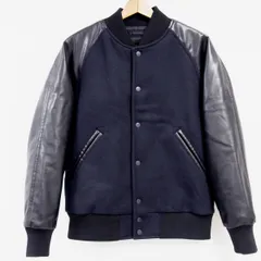 人気 22AW UNIQLO ユニクロ スタジアムジャンパー アワードジャケット ネイビー×ブラック 中綿入スタジャン メンズ M