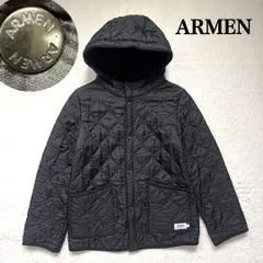 ARMEN アーメン  キルティングジャケット　ショート丈 リバーシブル ブラック　フード付き サイズ0  ポーランド製 ナイロン　フリース　通勤