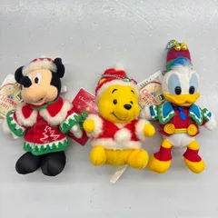 Disney ディズニー TDL 東京 ディズニー リゾート クリスマス ぬいぐるみ キーホルダー バッジ 2011 ミッキー ドナルド プーさん 3体 セット タグ付き