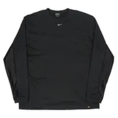 ナイキ NIKE 00s Y2K 2000年代 センタースウォッシュ メッシュカットソー 珍品 ロゴ 刺繍 USA ヴィンテージ アメリカ 古着 メンズ 長袖 Tシャツ ロンT ブラック / 黒 XL【中古】
