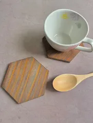 六角形 木製コースター 4枚セット 木製 ヘキサゴン ウッド 茶托 六角形 おしゃれ