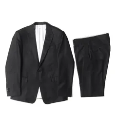 EMPORIO ARMANI エンポリオアルマーニ サイズ:各52 / 21年 シャドー幾何学模様 ウール/シルク テーラードジャケット & スラックスパンツ セットアップ / スーツ / ブラック 黒 【メンズ】【中古】