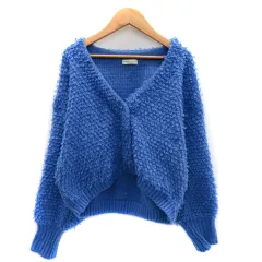 アースミュージック&エコロジー EARTH MUSIC & ECOLOGY ニットカーディガン ミドル丈 Vネック 無地 F サックス /YK38