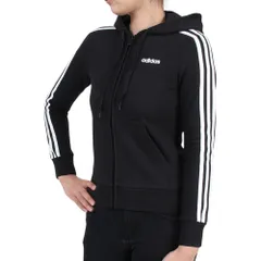 [アディダス] エッセンシャルズ 3ストライプス フリースパーカー FRV07-DP2412 （ブラック×ホワイト/Ｓ/Lady's） 