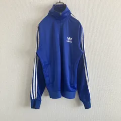 【稀少】90s adidas アディダスオリジナルス　ロゴ刺繍　トラックジャケット　ジャージ　青　S相当