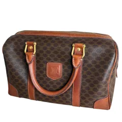 ★ CELINE セリーヌ マカダム柄 ミニボストン ハンドバッグ レザー ブラウン