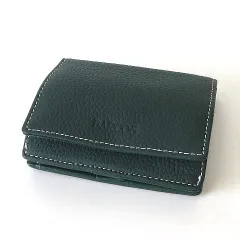 バルコス BARCOS 財布 シュリンクレザー ミニ ウォレット コンパクト BTV875 二つ折り 緑 グリーン 美品