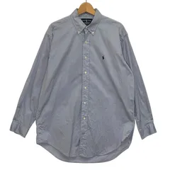 Ralph Lauren/ラルフローレン オックスフォードシャツ ポニー 長袖 シャツ ボタンダウン ワンポイント刺繡 オーバーサイズ ビッグシルエット HONGKONG製 メンズ 16-33　ブルー