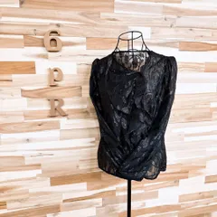 【ザラ】シアー メタル ライン アニマル レオパード フリル ブラウス XS 黒