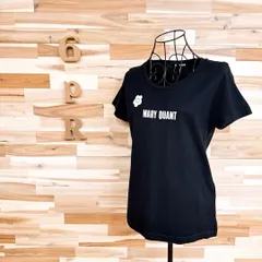 【マリークワント】花柄デイジー ロゴ 半袖Tシャツ コットン100% M 黒×白