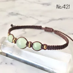 421 カルセドニー　天然石　ブレスレット　ハンドメイド　ミサンガ　お守り