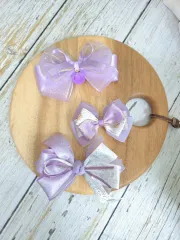 女の子 パープルリボンヘアピン 3個 まとめ
