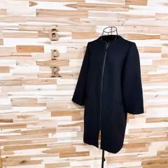 【ザラ】ジップアップ ノーカラー コート シンプル ソリッド ブラック S 黒