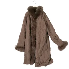 M【超美品 | UNIQLO / ユニクロ 】ロング内ボア フードコート ブラウン 長袖 あったか 冬 S918